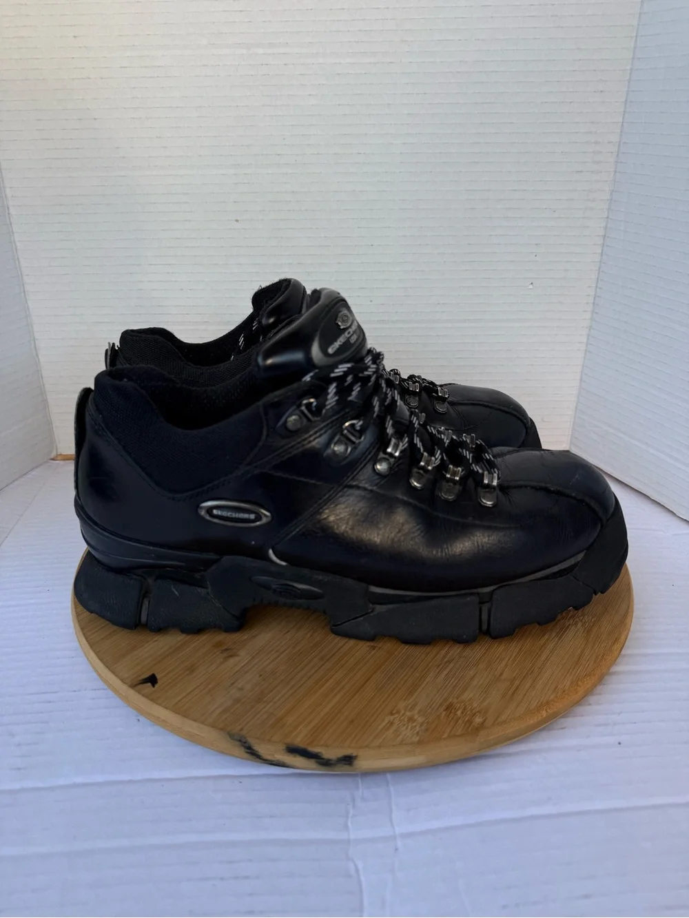 Vintage Skechers SN 690 Black Leather Hiking Trail Shoes Men’s US 9.5 Y2K Chunky